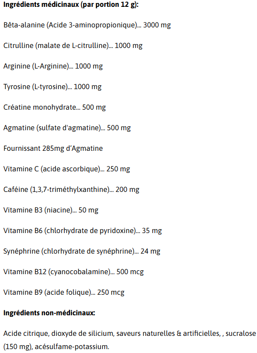 Valeurs nutritives