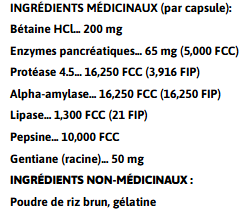 Valeurs nutritives